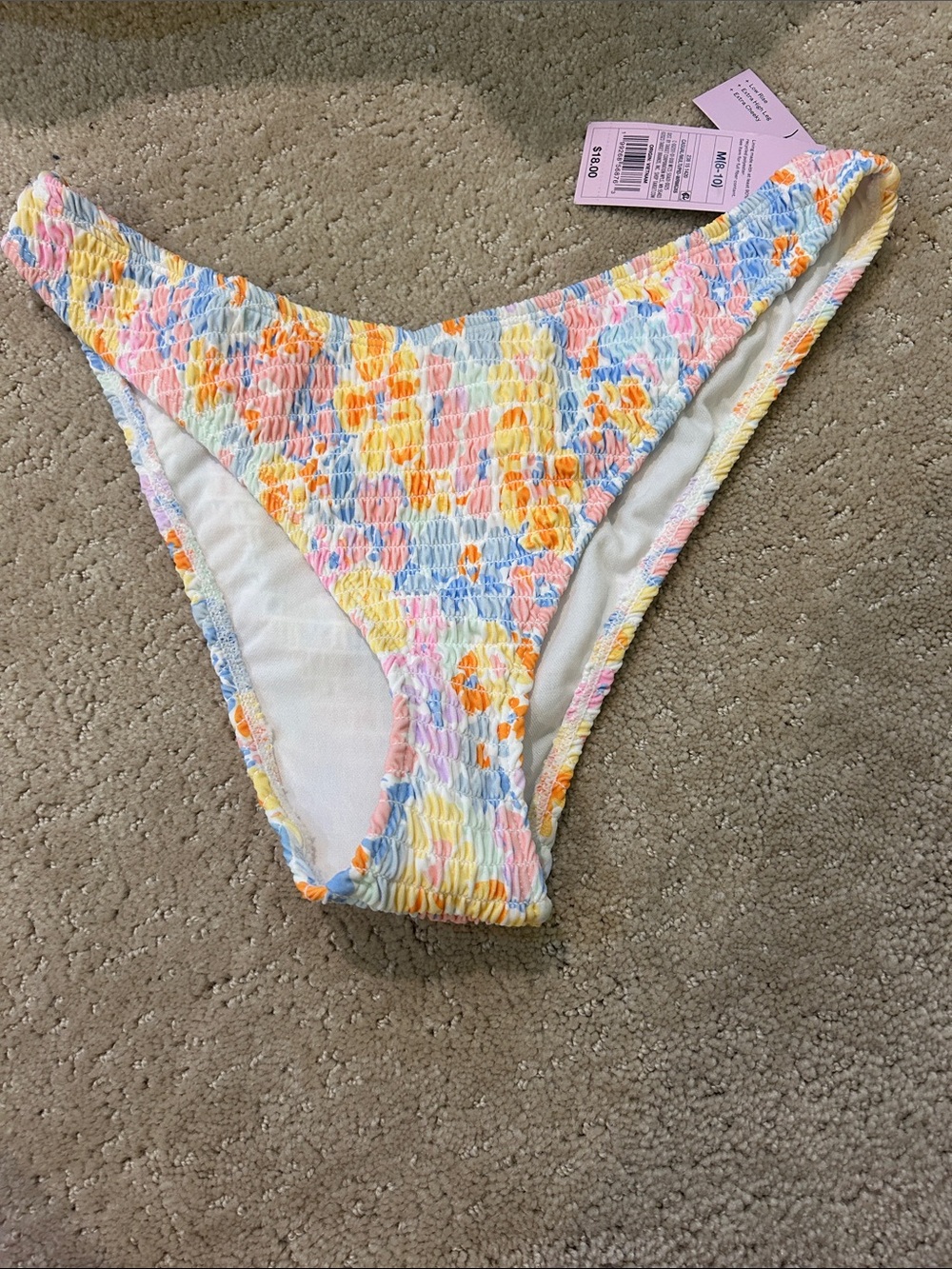 wild fable Pastel Floral Smocked Bikini Bottoms - Pink, Yellow, Blue